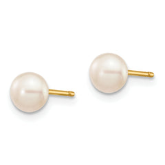 14K 5-6mm Button Freshwater Cultured Pearl Boxed 3 pair Post Earrings Set