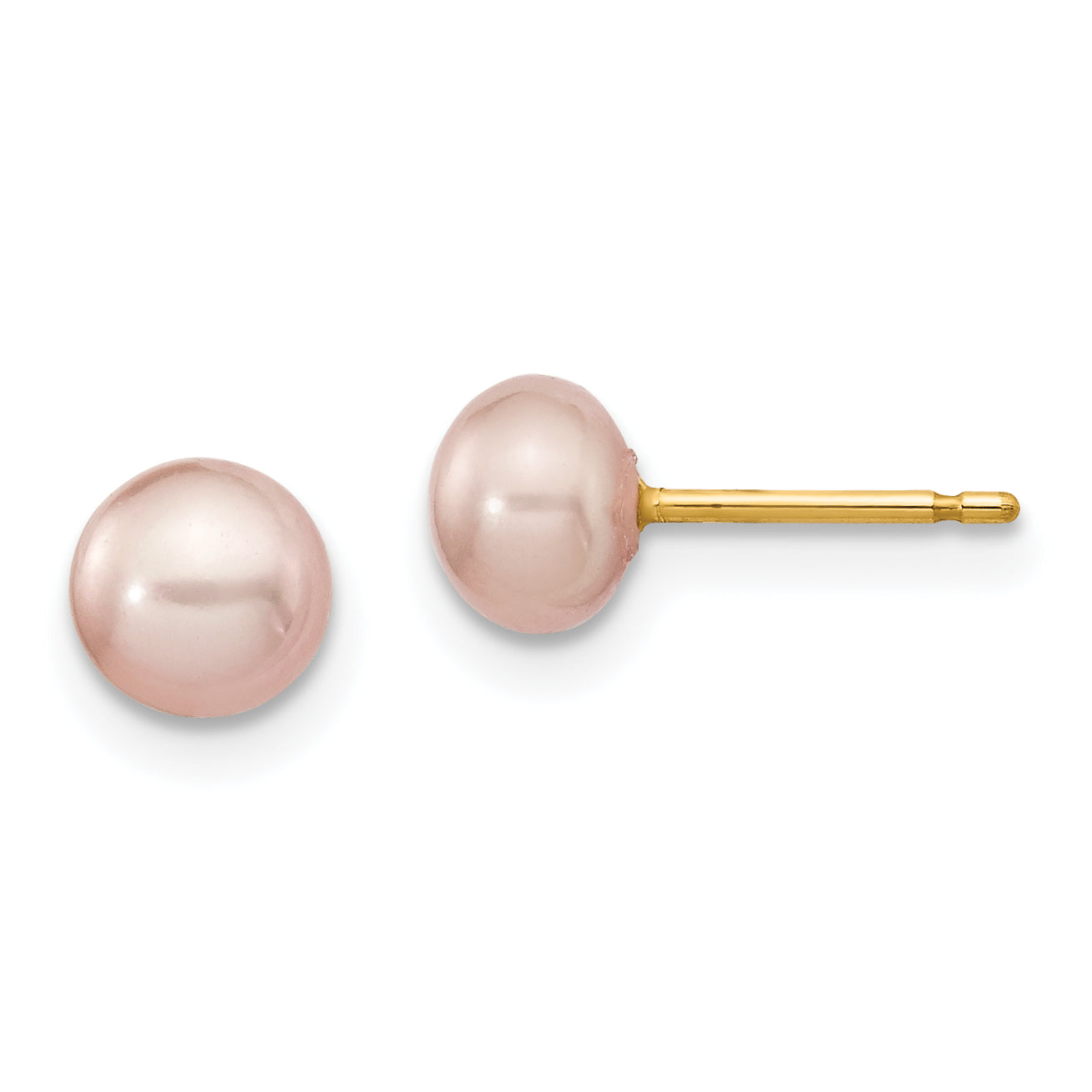 14K 5-6mm Button Freshwater Cultured Pearl Boxed 3 pair Post Earrings Set