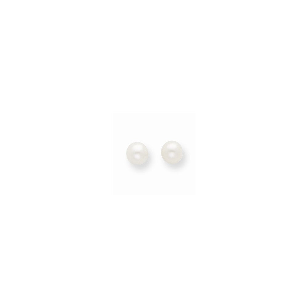 14k 3-4mm White Round Freshwater Cultured Pearl Stud Post Earrings Main image