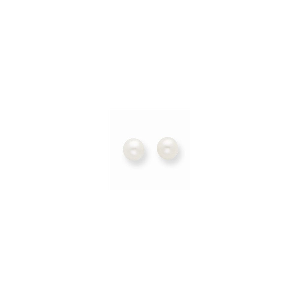 14k 3-4mm White Round Freshwater Cultured Pearl Stud Post Earrings