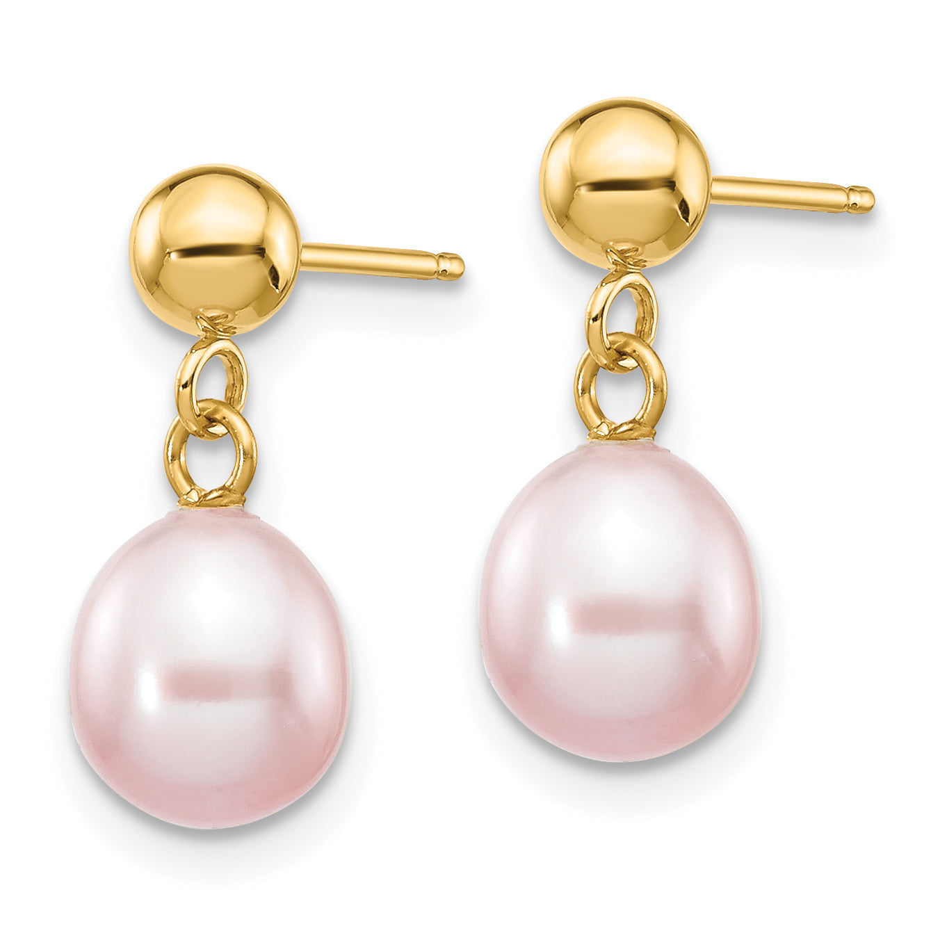 14k 6-7mm Purple Rice Freshwater Cultured Pearl Dangle Post Earrings Secondary image