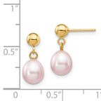 14k 6-7mm Purple Rice Freshwater Cultured Pearl Dangle Post Earrings
