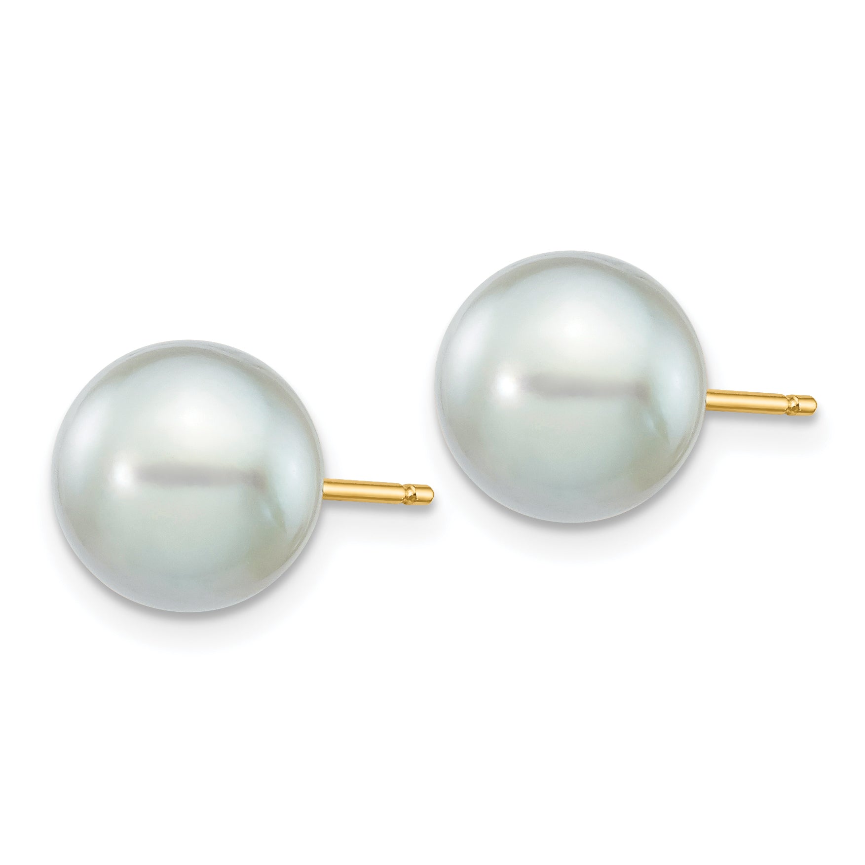 14k 8-9mm Round Grey Saltwater Akoya Cultured Pearl Stud Post Earrings Secondary image