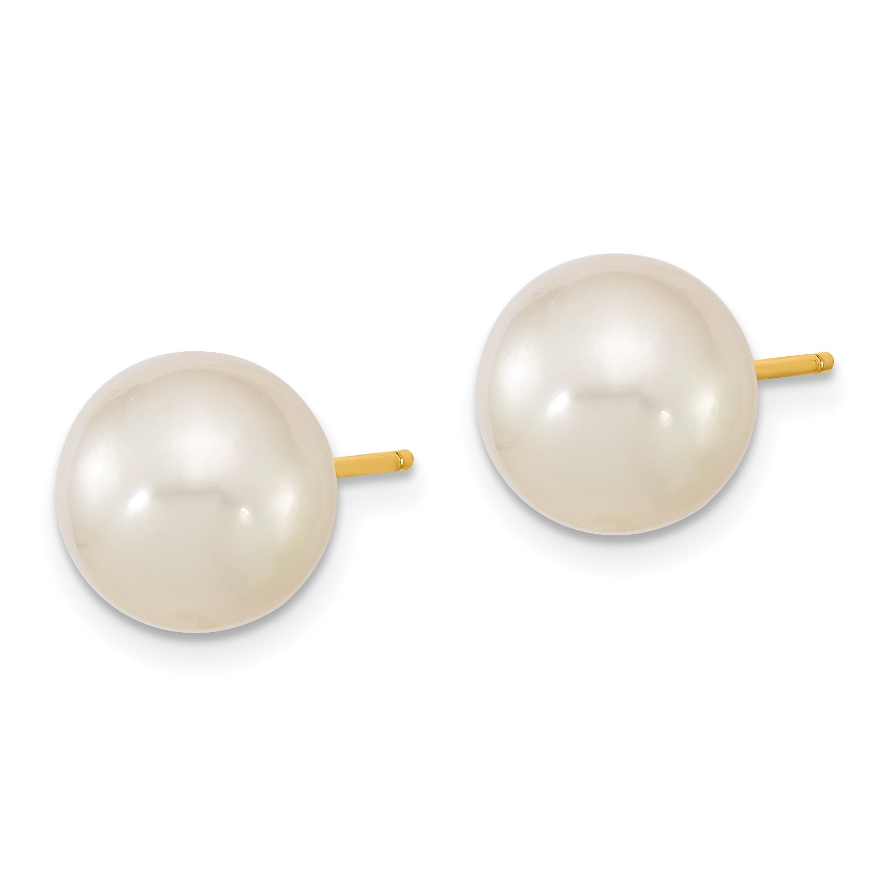14k 9-10mm White Round Saltwater Cultured South Sea Pearl Post Earrings Secondary image