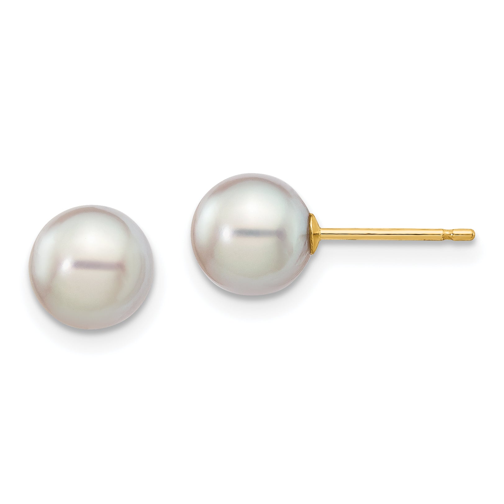 14k 6-7mm Round Grey Saltwater Akoya Cultured Pearl Stud Post Earrings Main image