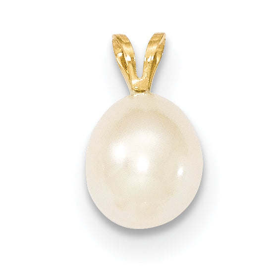 14K 8-9mm White Rice Freshwater Cultured Pearl Pendant