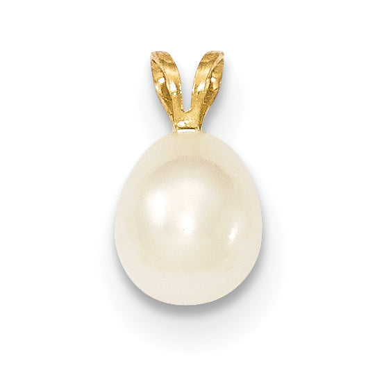 14K 7-8mm White Rice Freshwater Cultured Pearl Pendant Main image