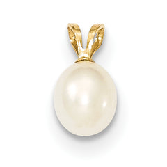 14K 6-7mm White Rice Freshwater Cultured Pearl Pendant