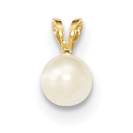 14K 6-7mm Round White FW Cultured Pearl Pendant