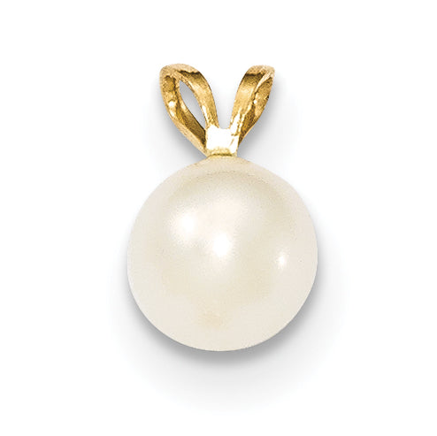 14K 7-8mm Round White FW Cultured Pearl Pendant Main image