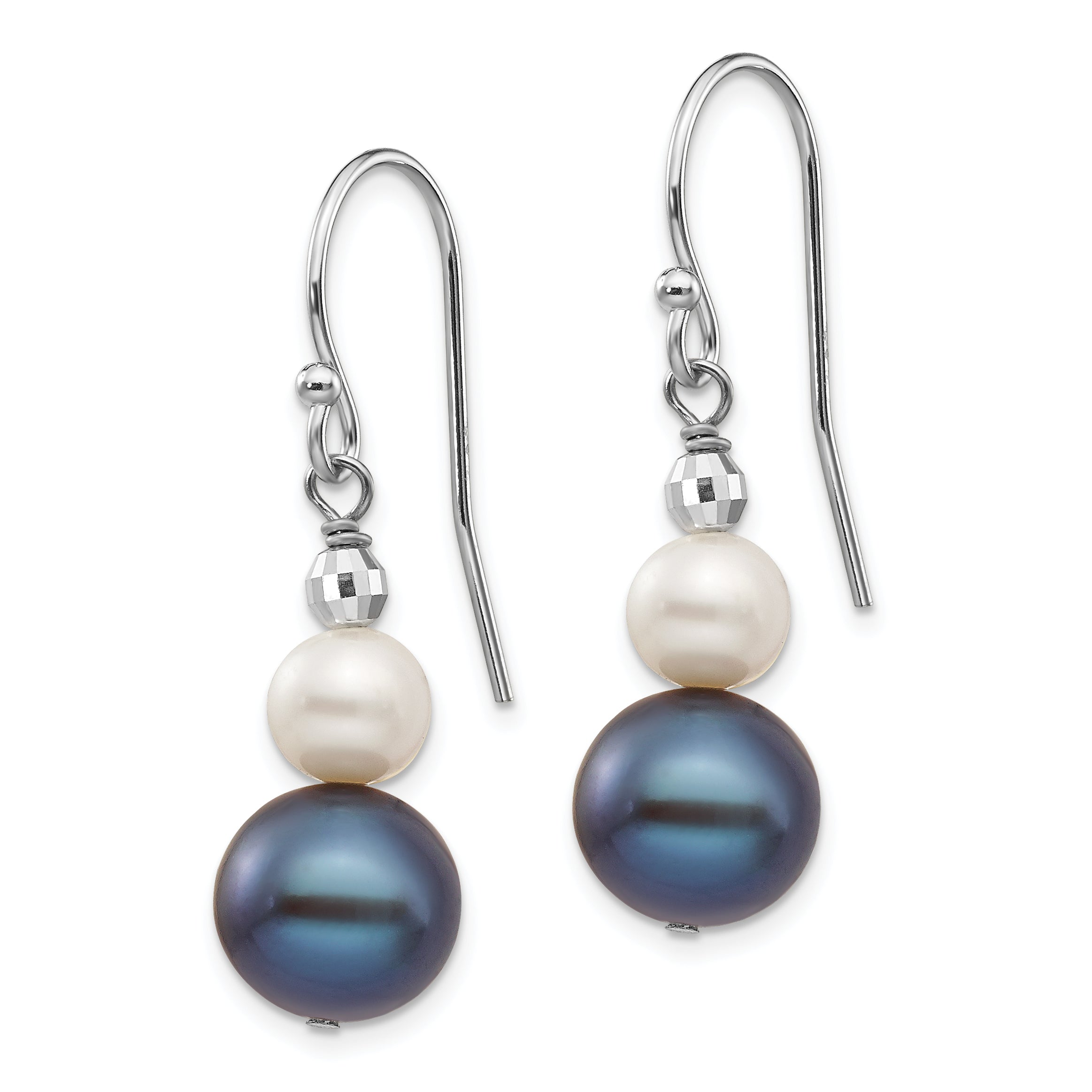 14K White Gold 6-9mm Semi-round FWC Pearl Graduated Dangle Earrings Secondary image
