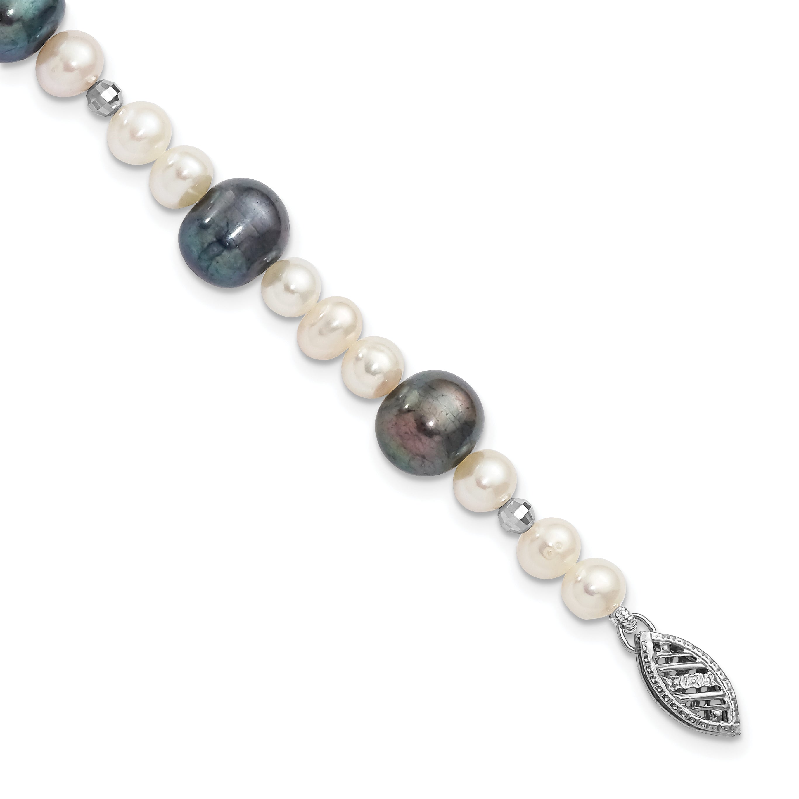 14K WG White & Peacock Semi-round Freshwater Cultured Mirror Bead Bracelet Main image