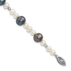14K WG White & Peacock Semi-round Freshwater Cultured Mirror Bead Bracelet