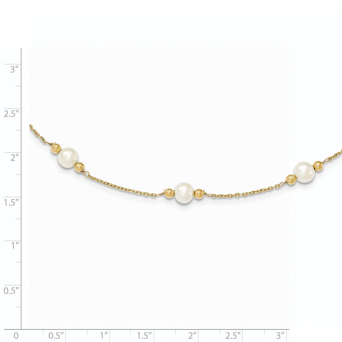 14K 5-6mm White Near Round FW Cultured Pearl Bead 5-station Bracelet