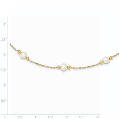 14K 5-6mm White Near Round FW Cultured Pearl Bead 5-station Bracelet