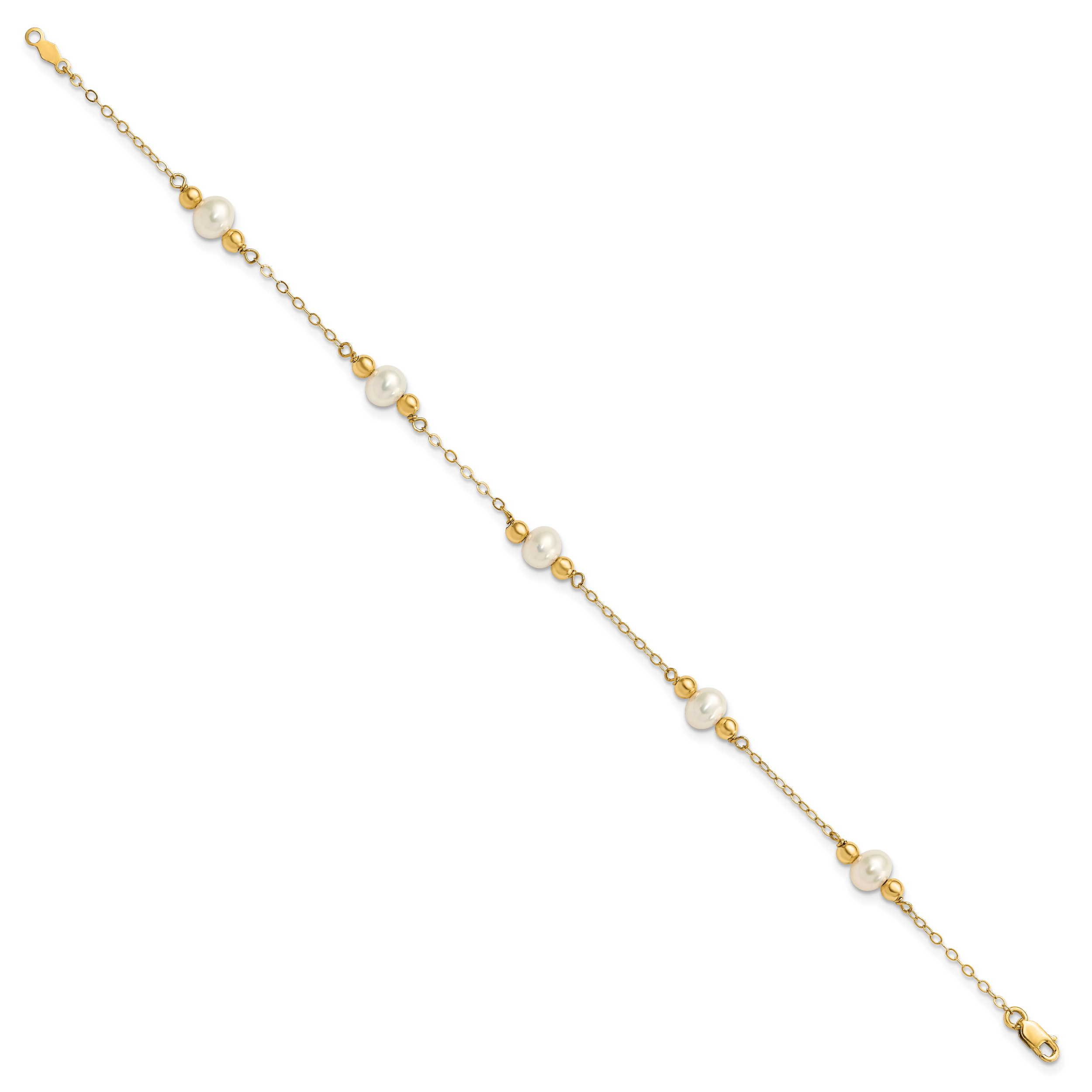 14K 5-6mm White Near Round FW Cultured Pearl Bead 5-station Bracelet Secondary image