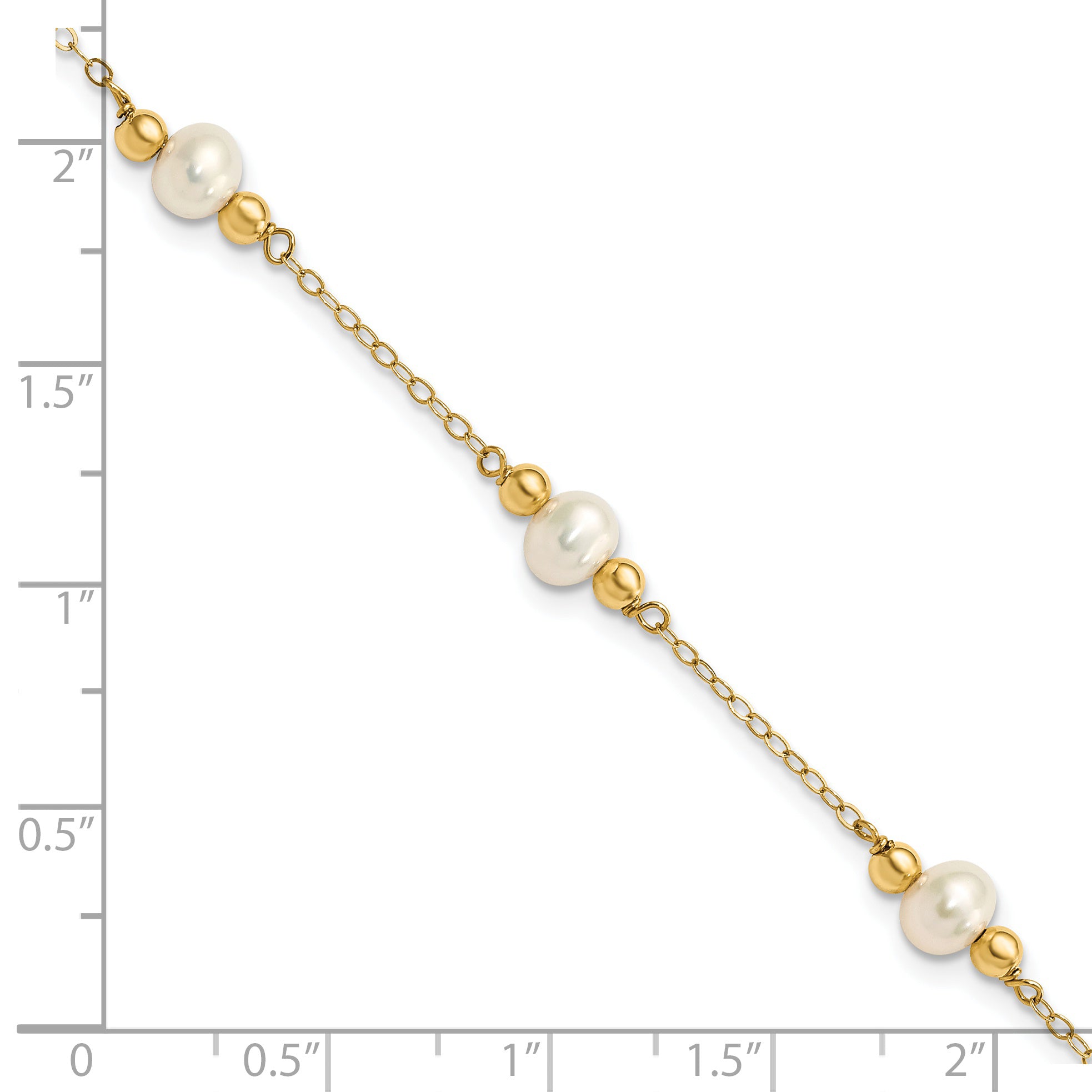 14K 5-6mm White Near Round FW Cultured Pearl Bead 5-station Bracelet