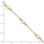 14K 5-6mm White Near Round FW Cultured Pearl Bead 5-station Bracelet