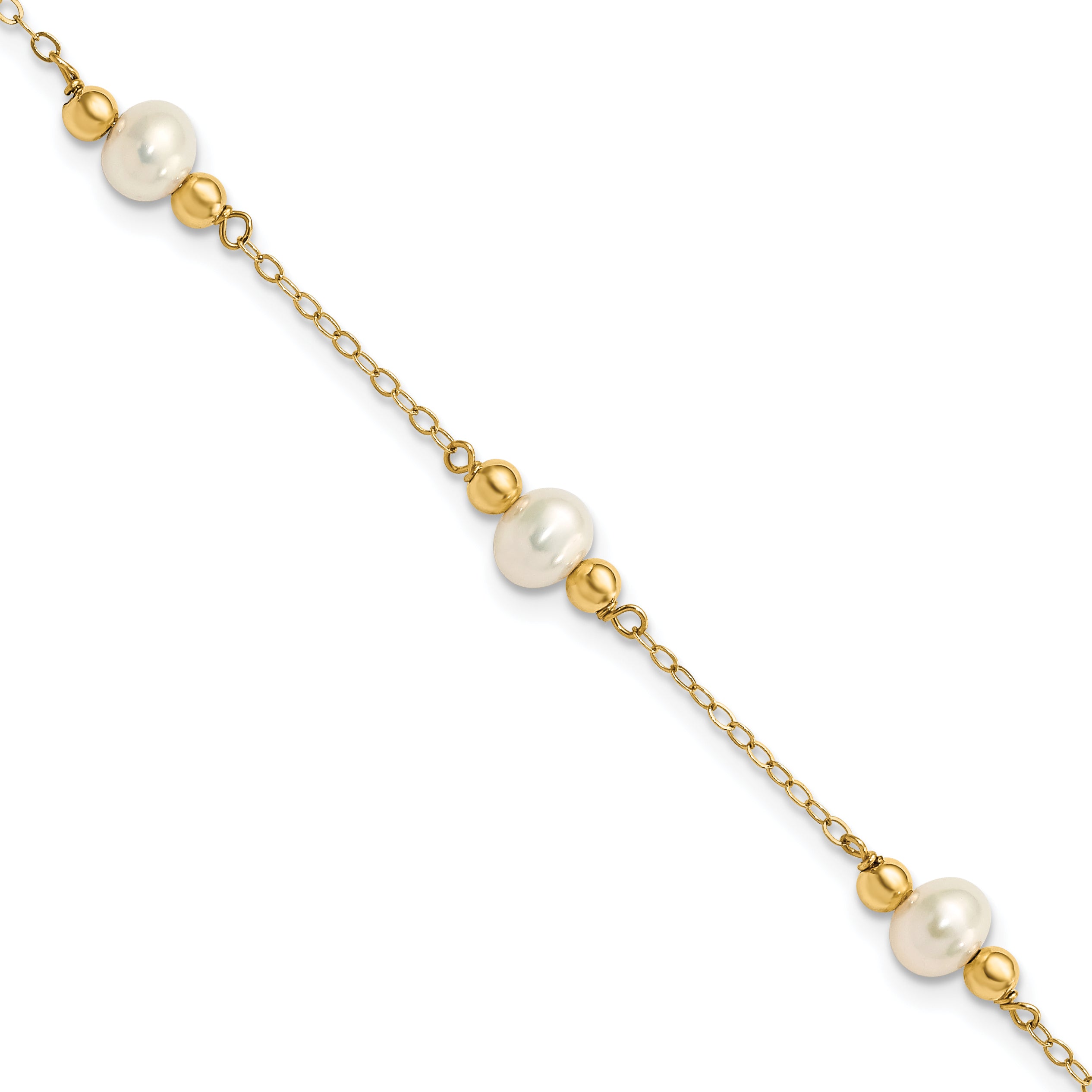 14K 5-6mm White Near Round FW Cultured Pearl Bead 5-station Bracelet Main image