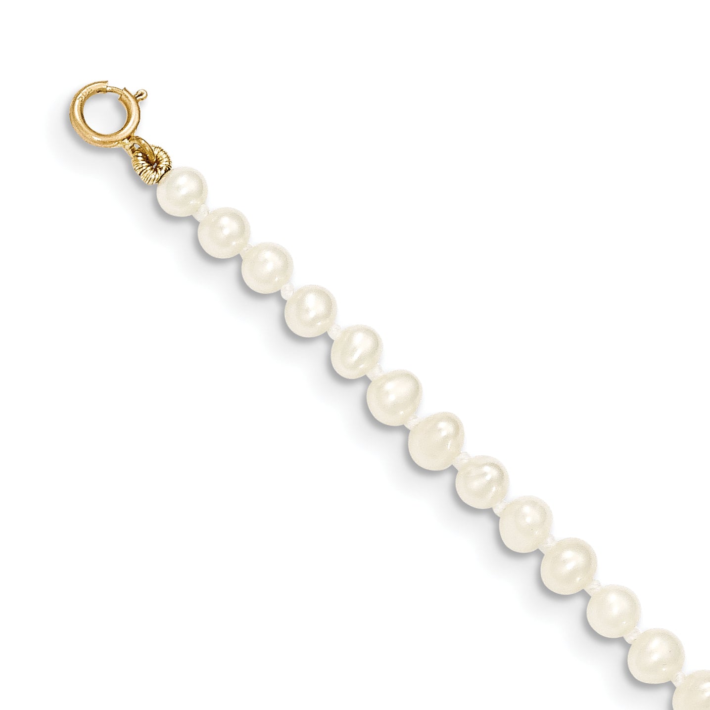 14k 3-4mm White Near Round Freshwater Cultured Pearl Bracelet Secondary image