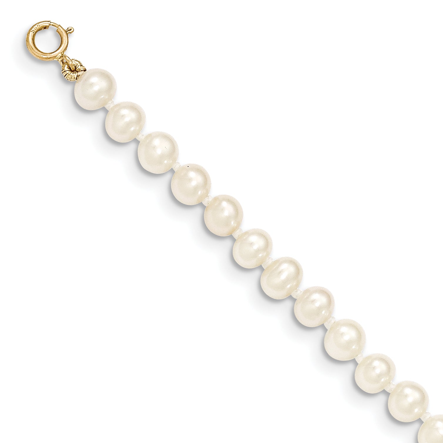14k 4-5mm White Near Round Freshwater Cultured Pearl Bracelet Secondary image