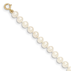 14k 4-5mm White Near Round Freshwater Cultured Pearl Bracelet