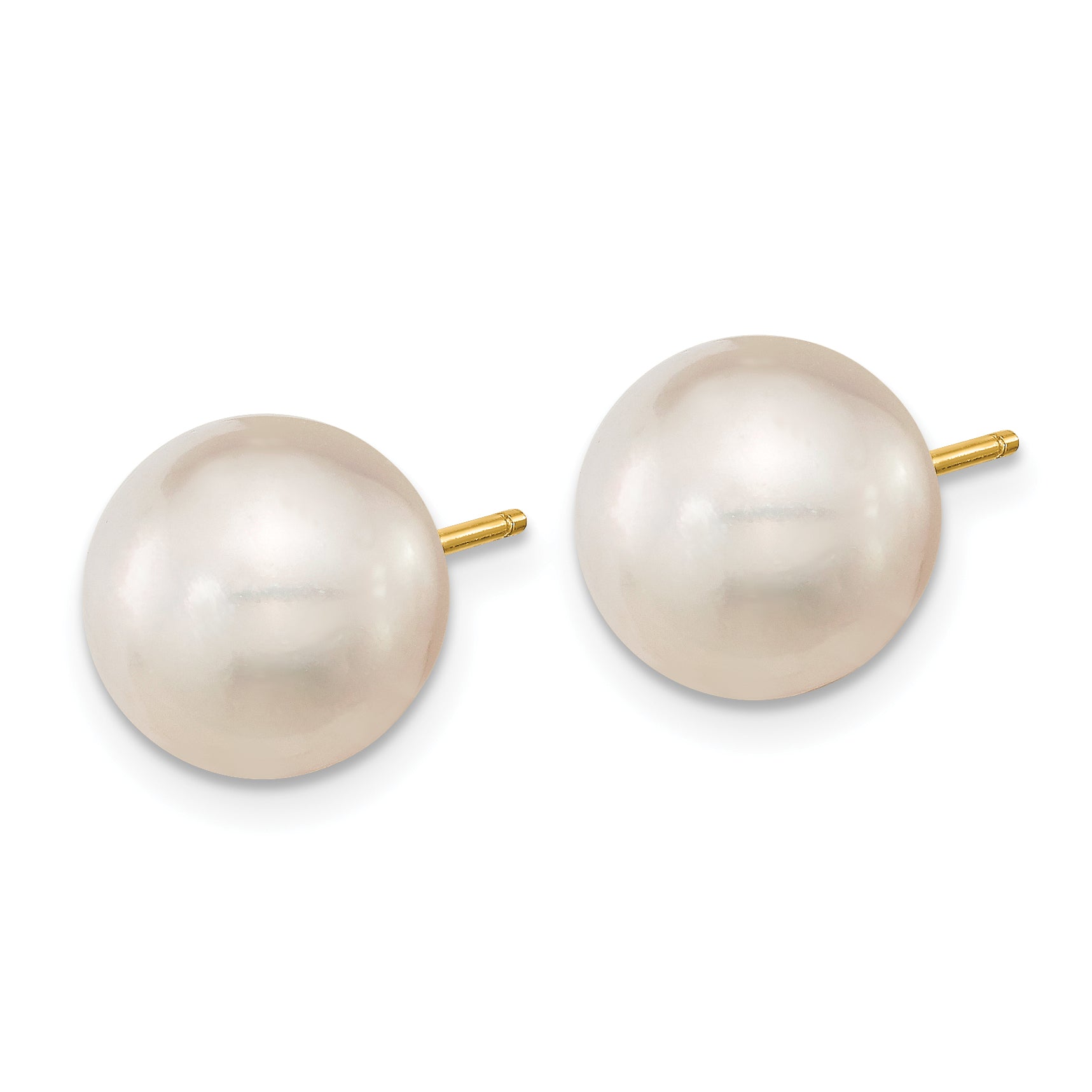 14k 10-11mm White Round Saltwater Cultured South Sea Pearl Post Earrings Secondary image