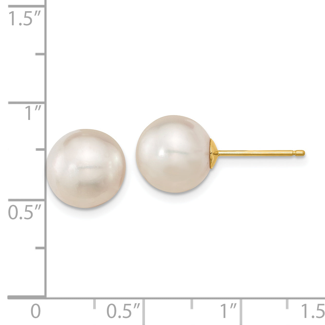 14k 10-11mm White Round Saltwater Cultured South Sea Pearl Post Earrings