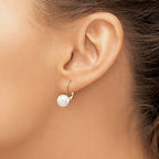 14k 8-9mm White Round Saltwater Akoya Cultured Pearl Leverback Earrings