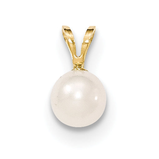14K Gold 6-7mm White Saltwater Akoya Cultured Pearl Pendant Main image