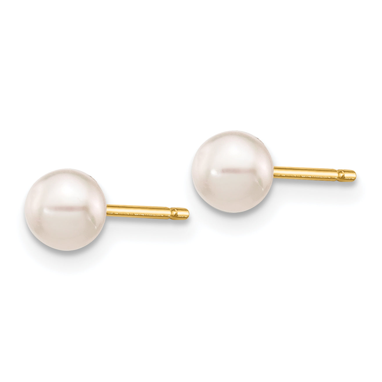 14k 4-5mm Round White Saltwater Akoya Cultured Pearl Stud Post Earrings Secondary image