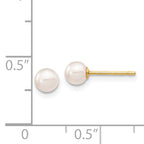 14k 4-5mm Round White Saltwater Akoya Cultured Pearl Stud Post Earrings