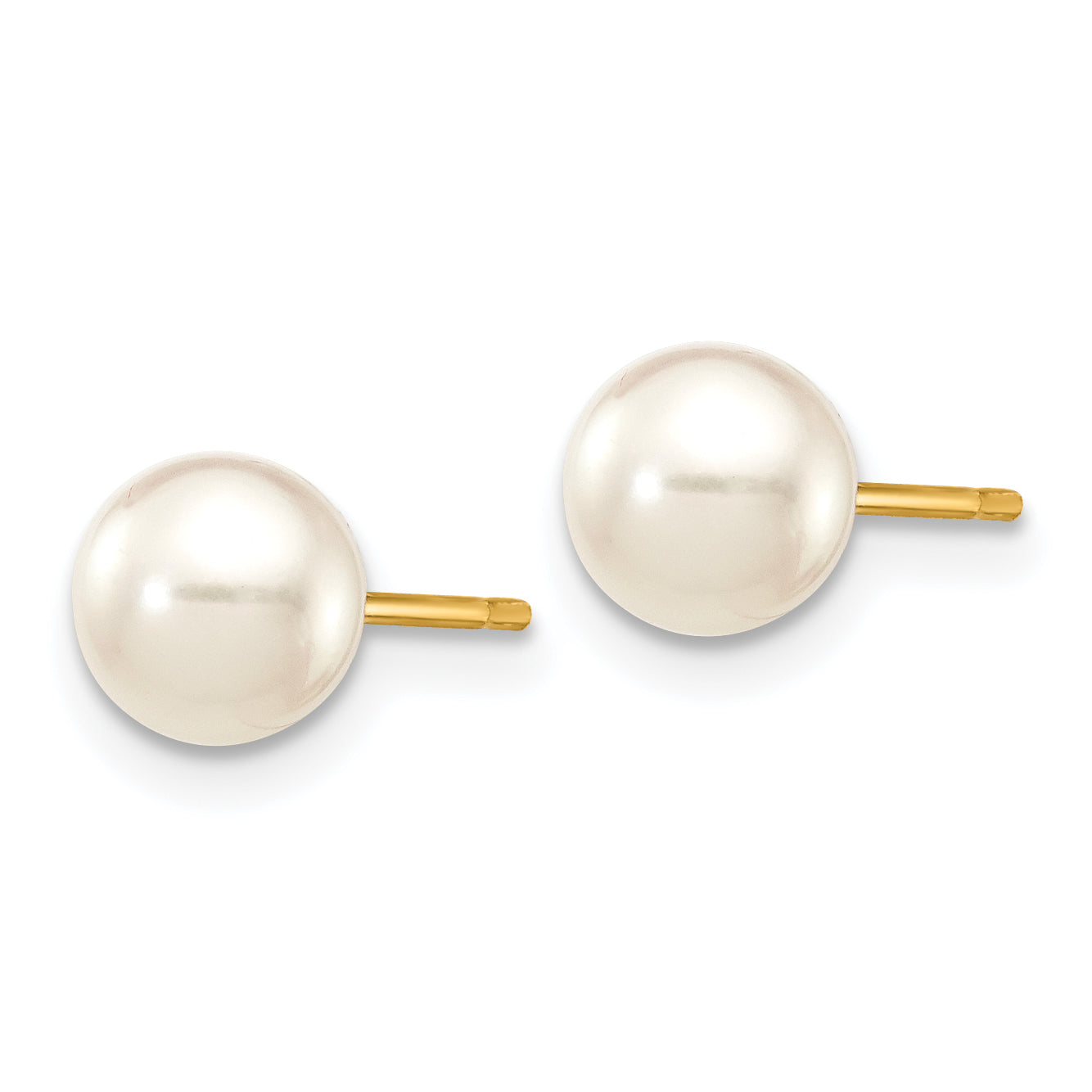 14k 5-6mm Round White Saltwater Akoya Cultured Pearl Stud Post Earrings Secondary image