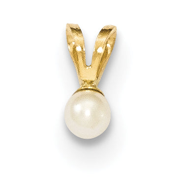 14K Gold 3-4mm Round White FW Cultured Pearl Pendant Main image