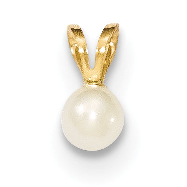 14K Gold 4-5mm Round White FW Cultured Pearl Pendant