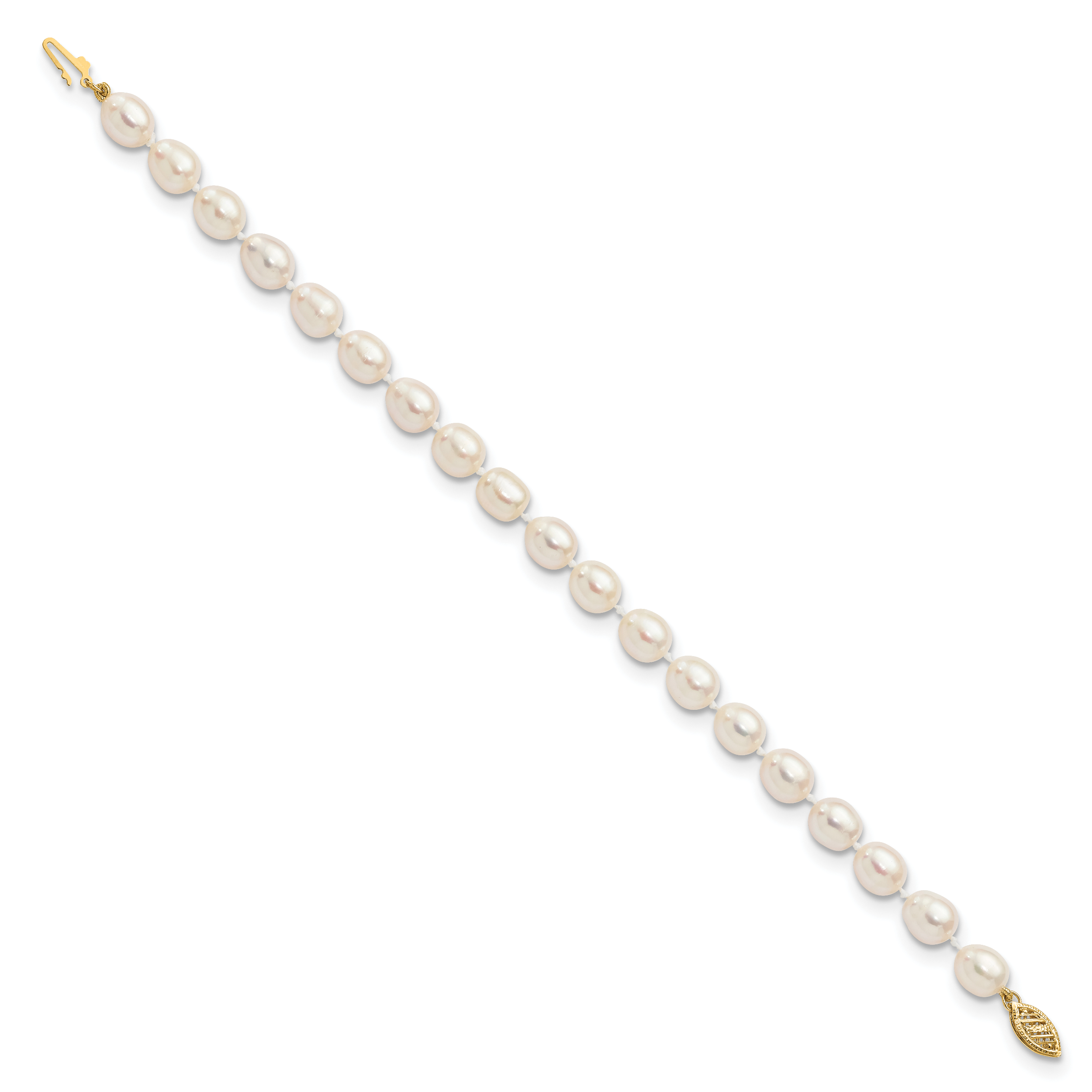 14k 7-8mm White Rice Freshwater Cultured Pearl Bracelet Secondary image