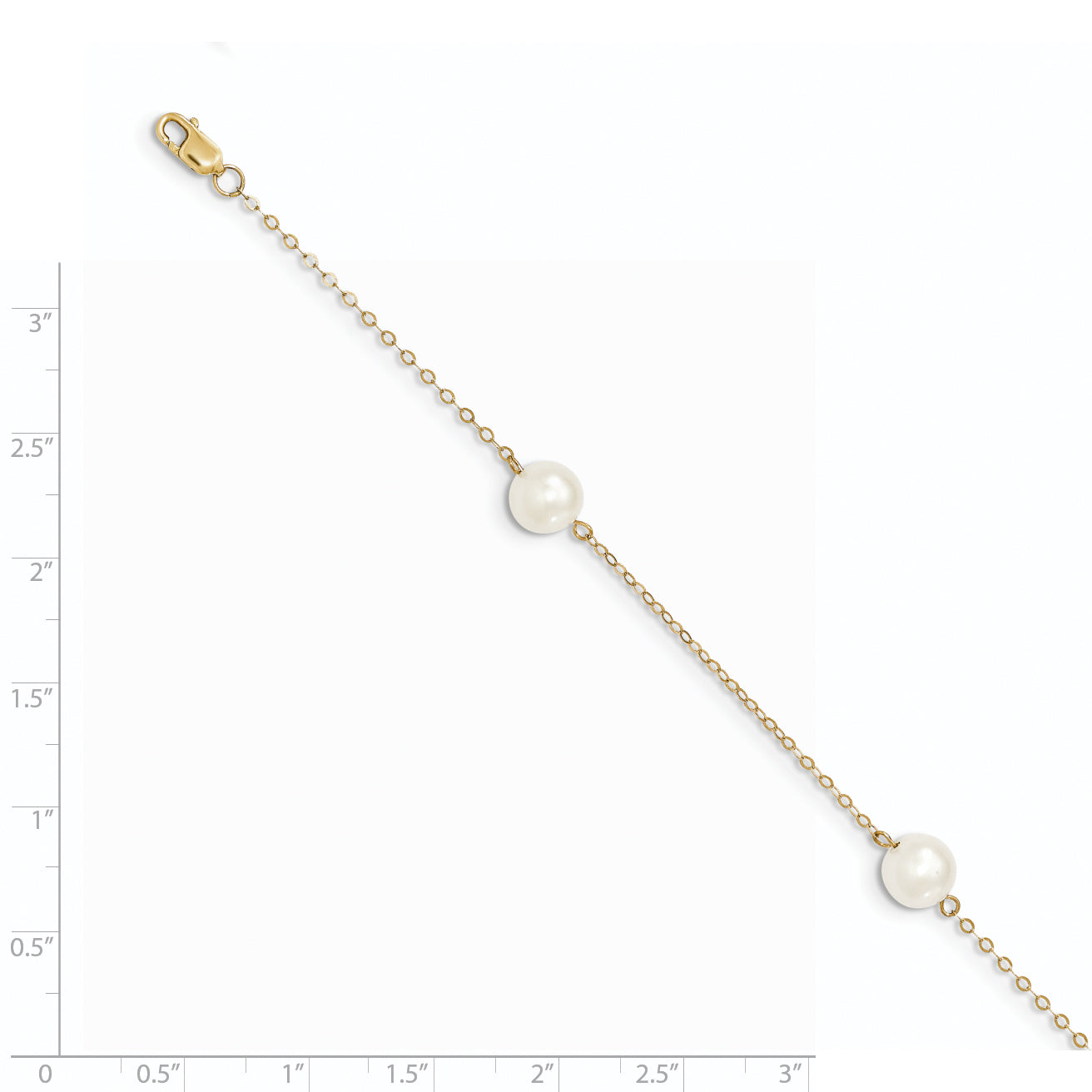 14K 7-8mm White Near Round Freshwater Cultured Pearl 3-station Bracelet Secondary image