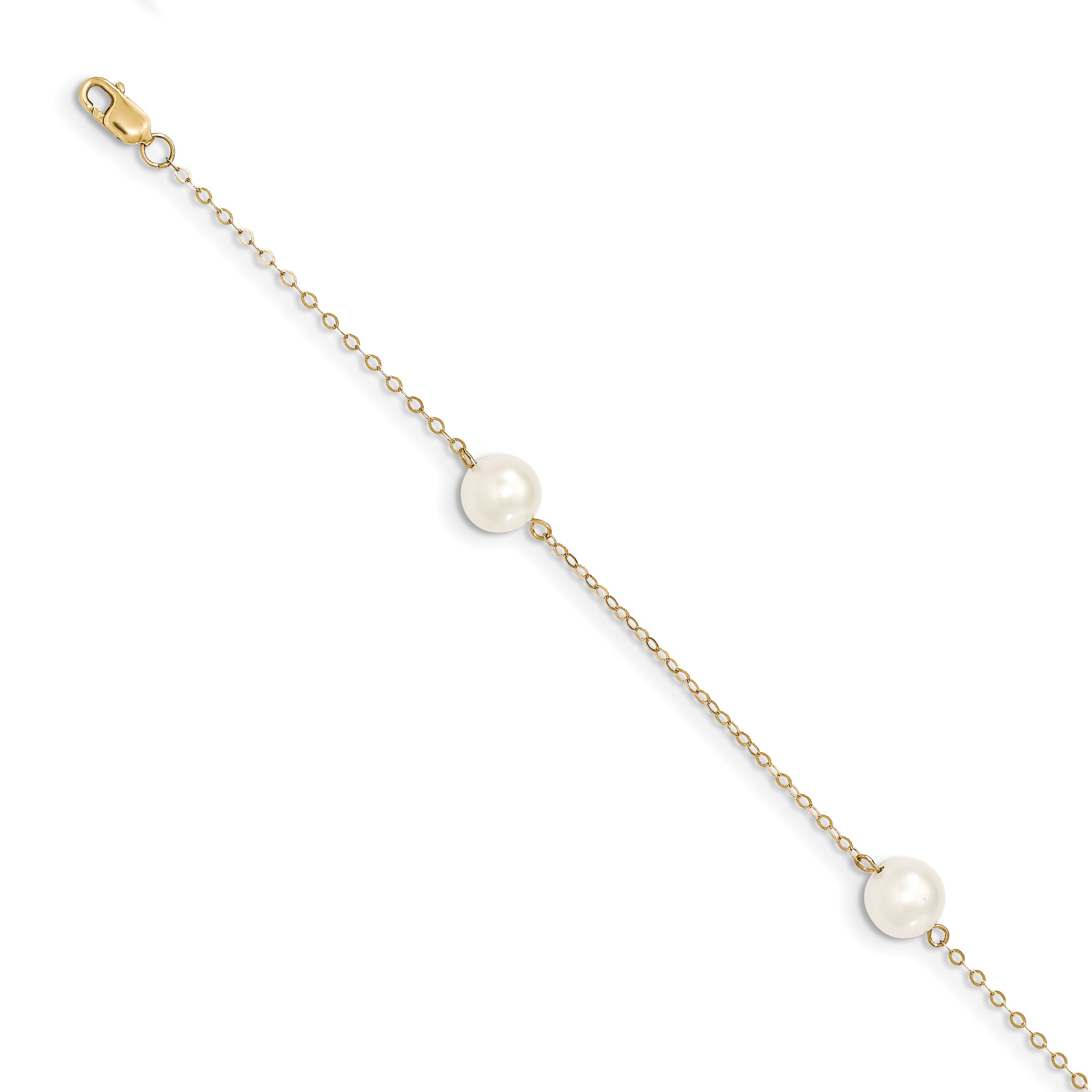 14K 7-8mm White Near Round Freshwater Cultured Pearl 3-station Bracelet Main image