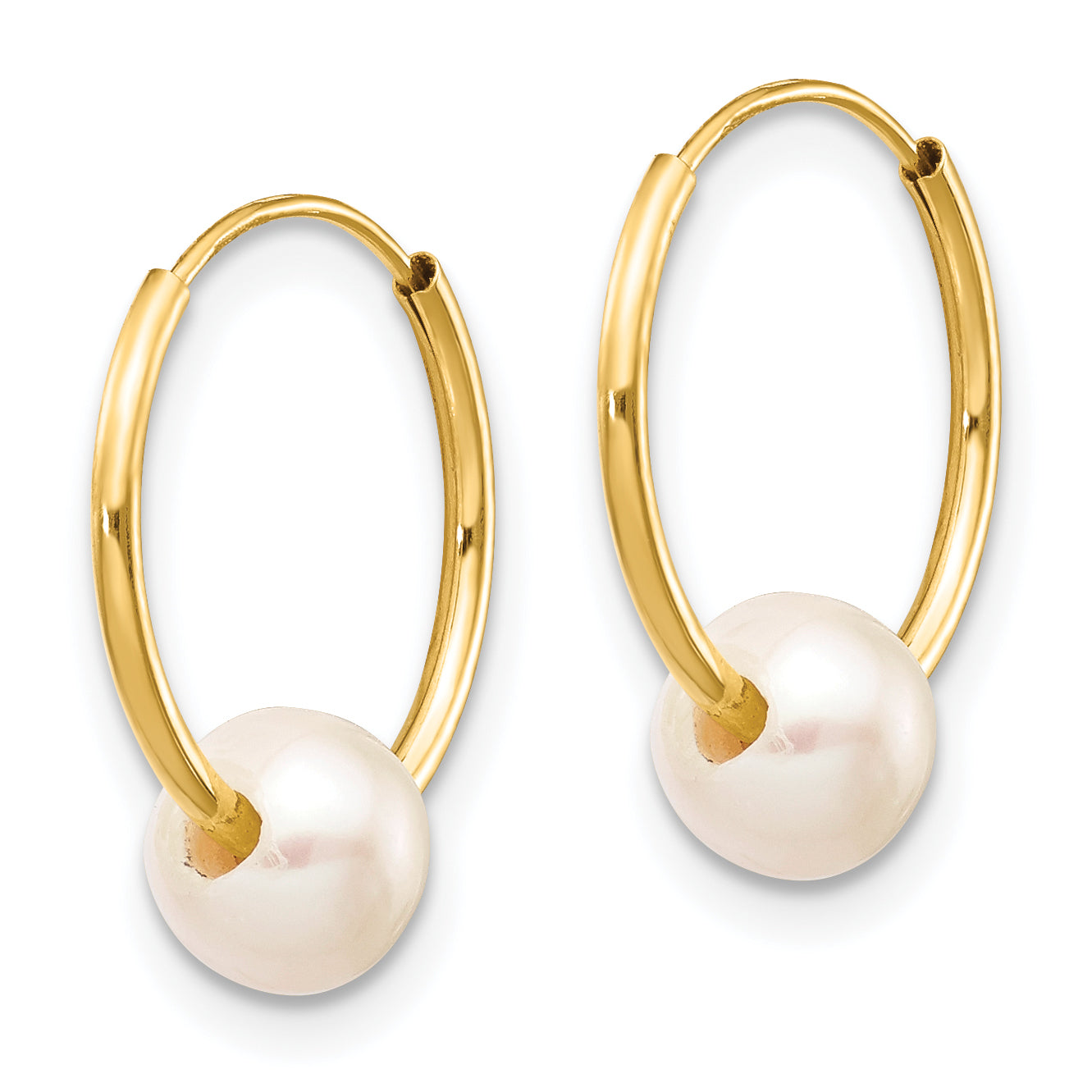 Freshwater Pearl Endless Hoop Earrings in 14K Yellow Gold Secondary image