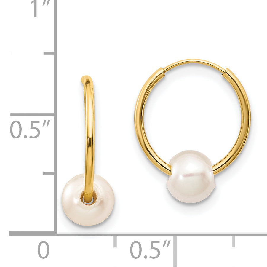 Freshwater Pearl Endless Hoop Earrings in 14K Yellow Gold