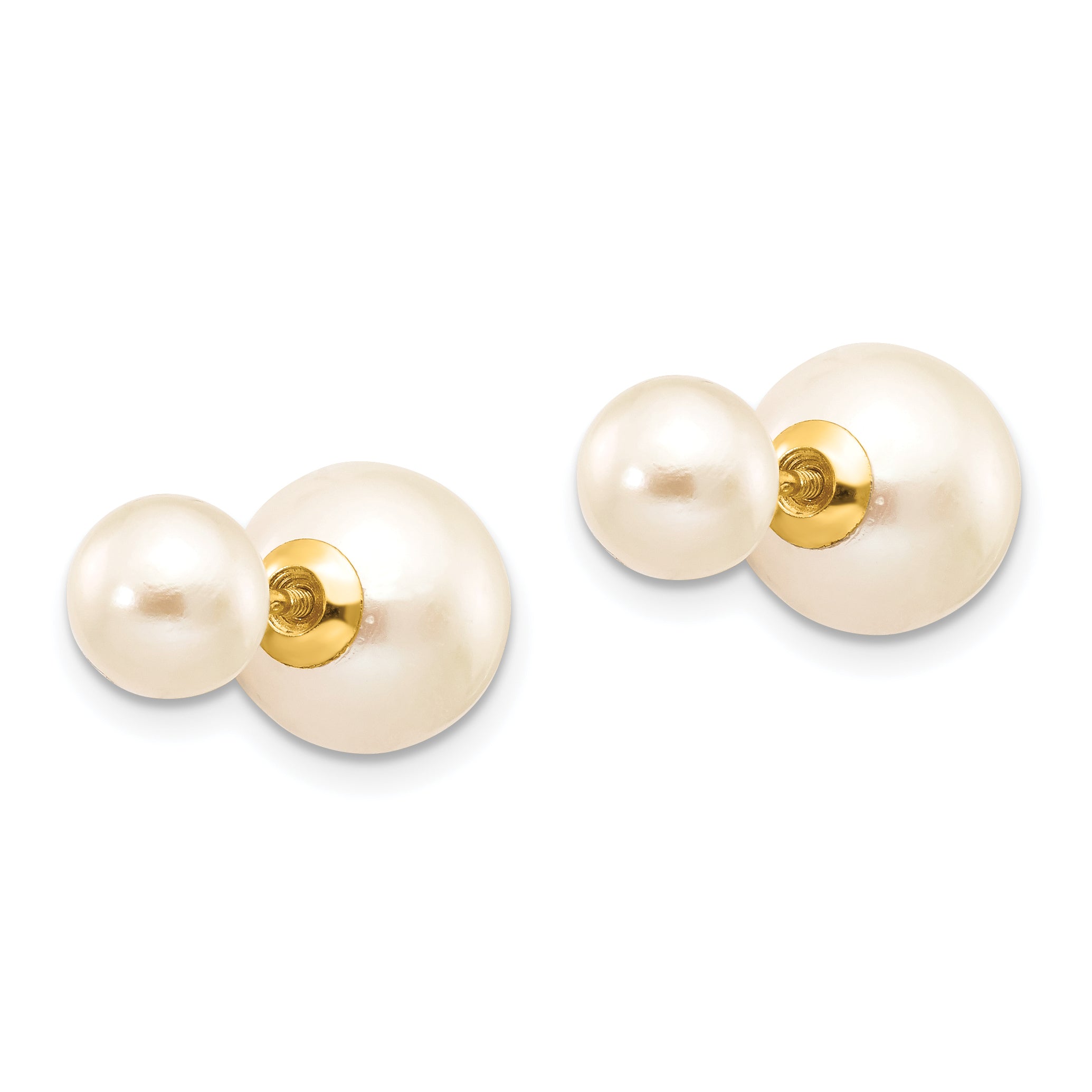 14k 6-7mm & 9-10mm Round Freshwater Cultured Pearl Screw On Post Earrings