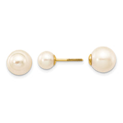 14k 6-7mm & 9-10mm Round Freshwater Cultured Pearl Screw On Post Earrings