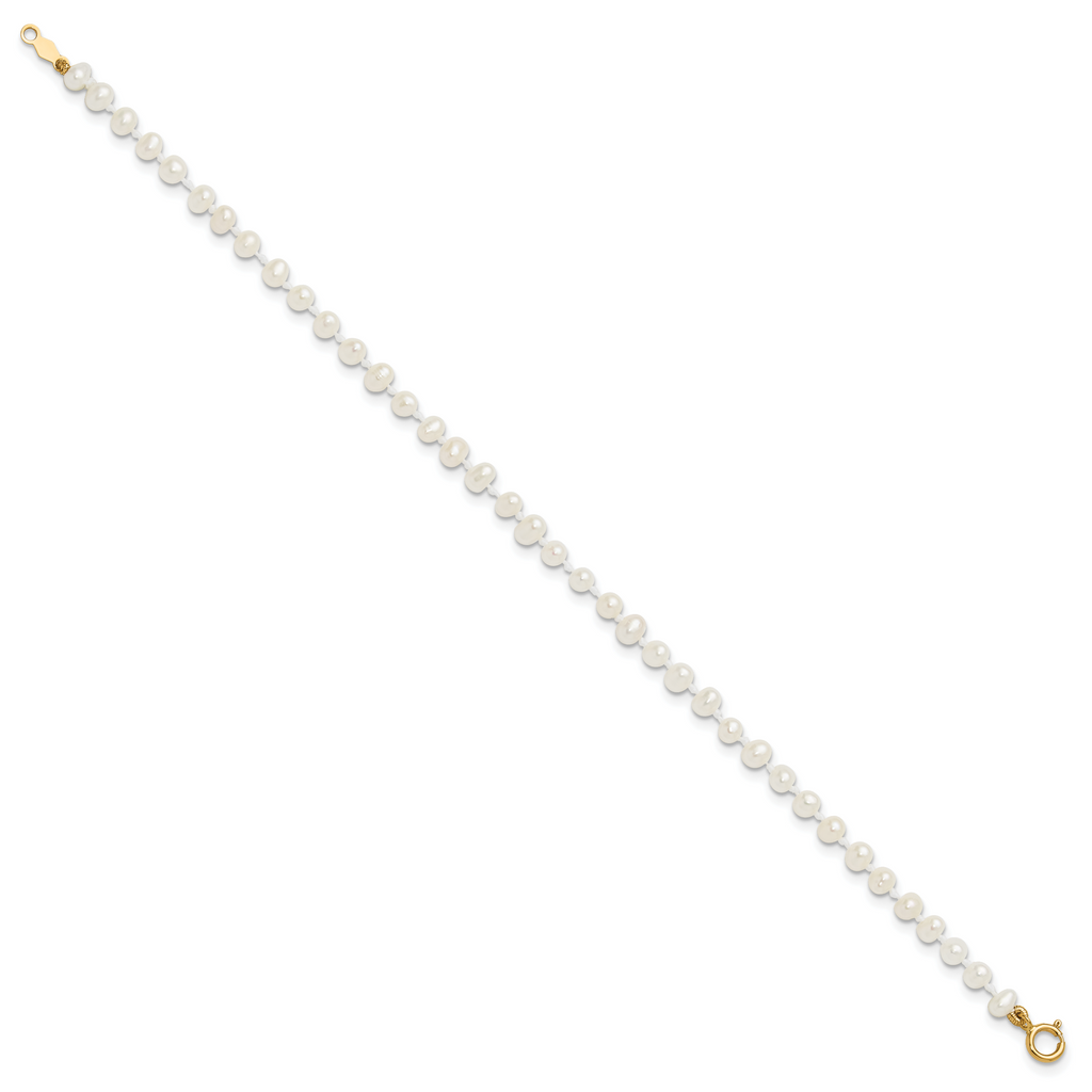 14k Madi K 3-4mm White Egg Shape FW Cultured Pearl Bracelet