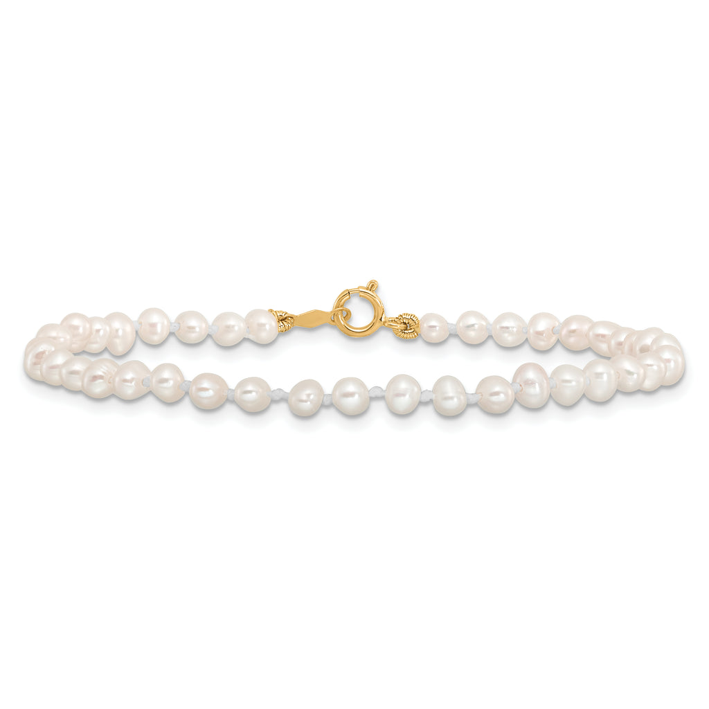 14k Madi K 3-4mm White Egg Shape FW Cultured Pearl Bracelet