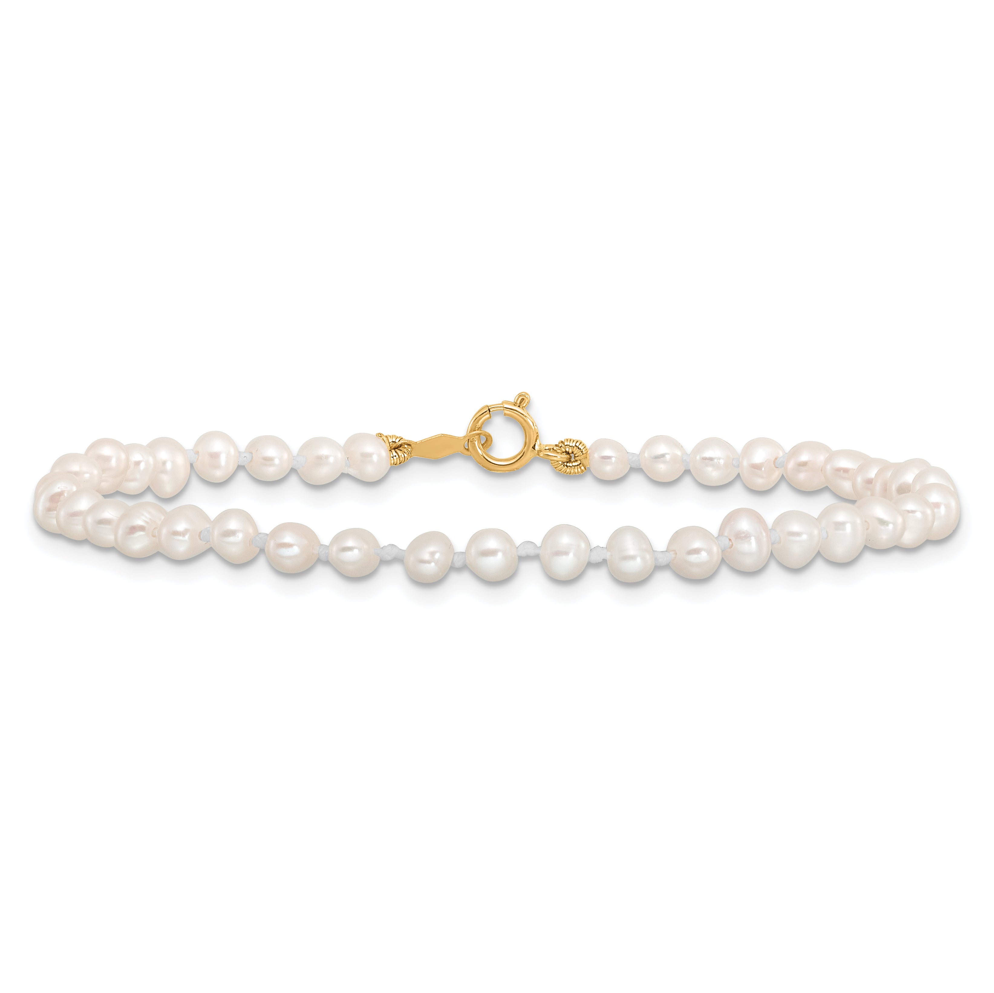 14k Madi K 3-4mm White Egg Shape FW Cultured Pearl Bracelet