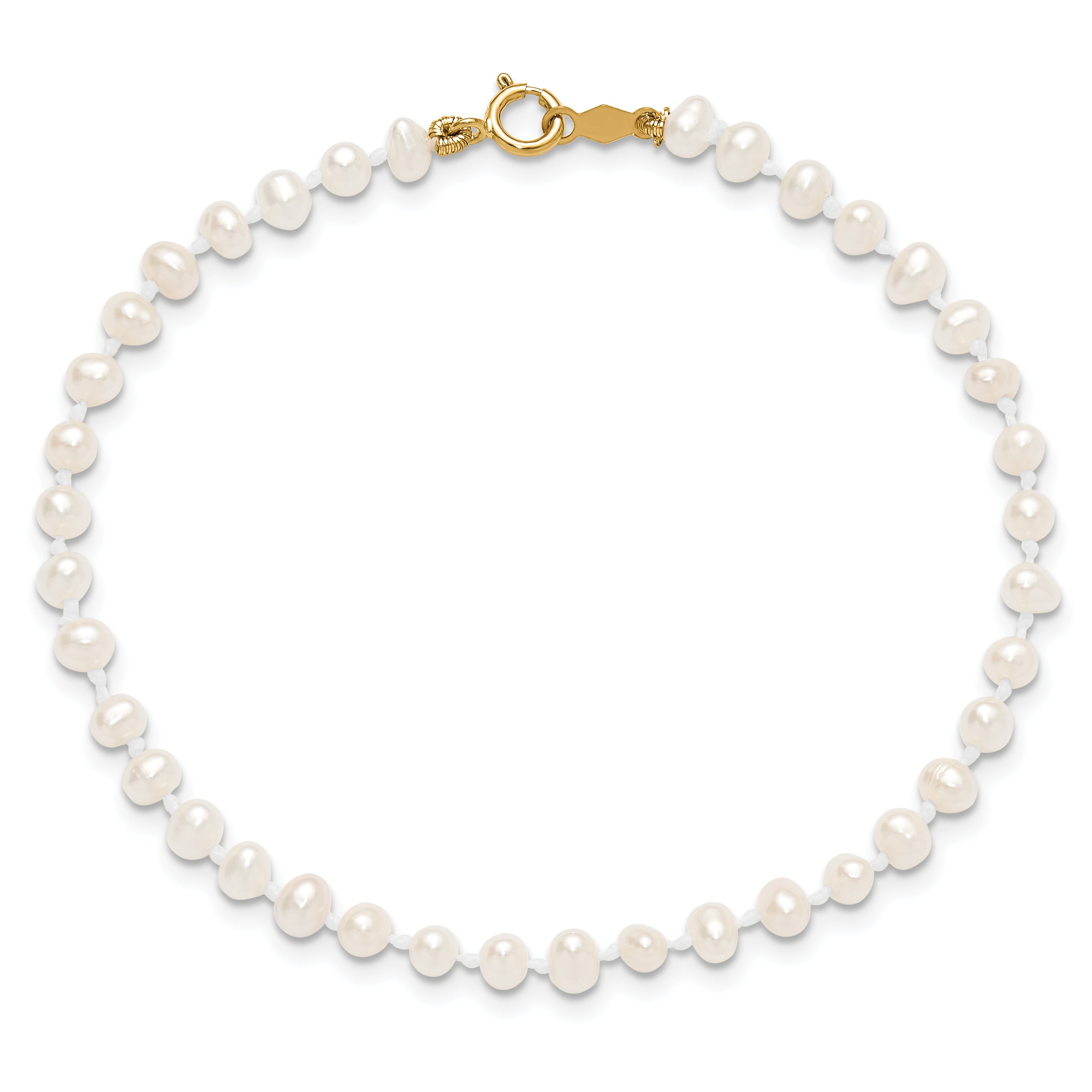 14k Madi K 3-4mm White Egg Shape FW Cultured Pearl Bracelet