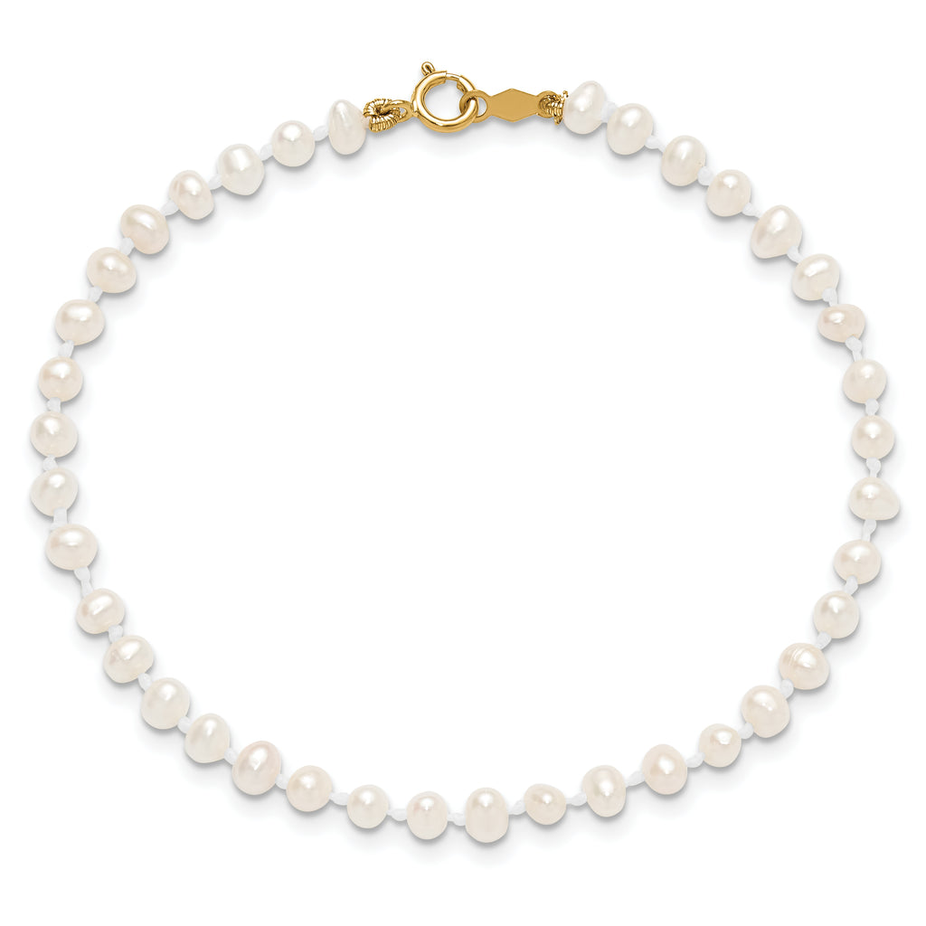 14k Madi K 3-4mm White Egg Shape FW Cultured Pearl Bracelet