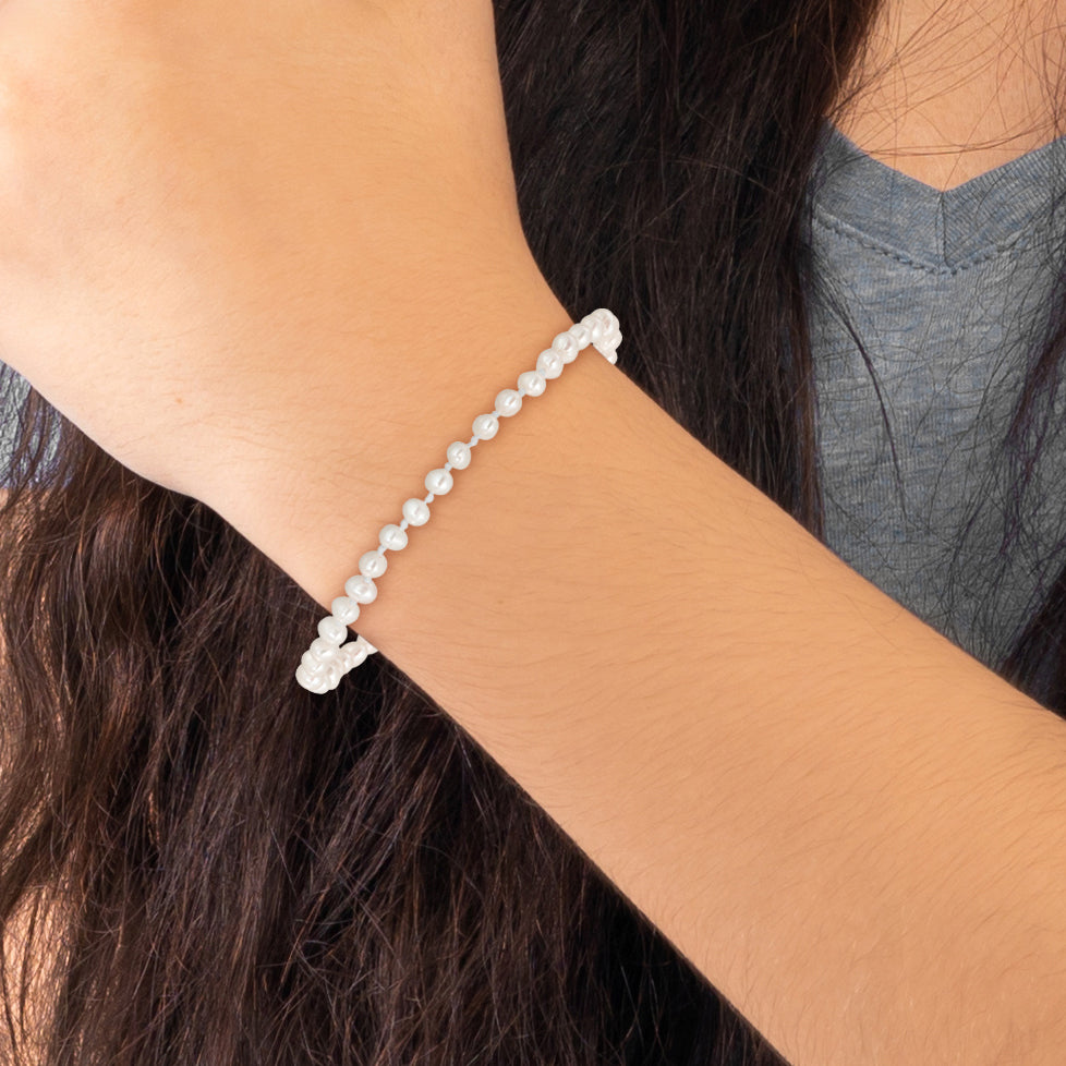 14k Madi K 3-4mm White Egg Shape FW Cultured Pearl Bracelet