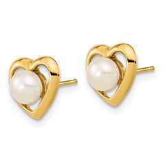 14k 4-5mm White Button Freshwater Cultured Pearl Post Earrings