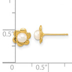 14k 3-4mm White Button Freshwater Cultured Pearl Post Earrings